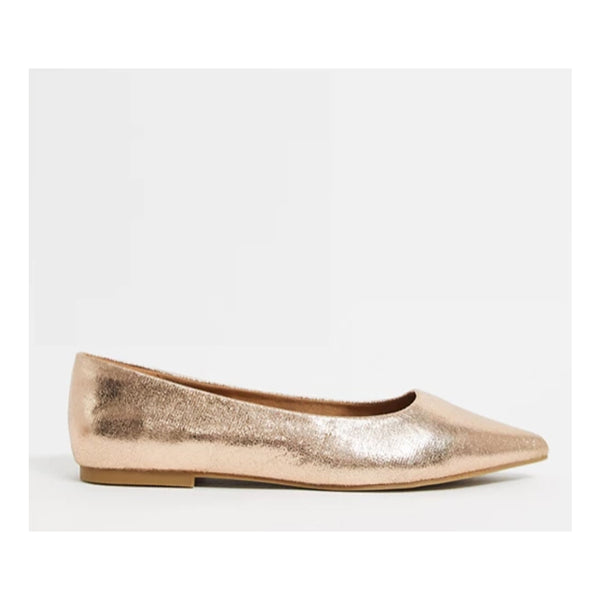 Asos Design- Lucky pointed ballet flats rose gold