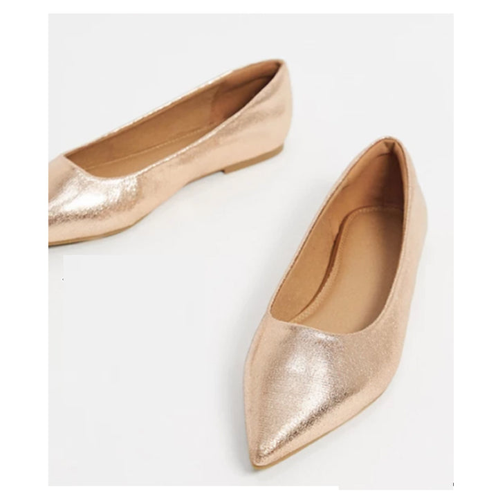 Asos Design- Lucky pointed ballet flats rose gold