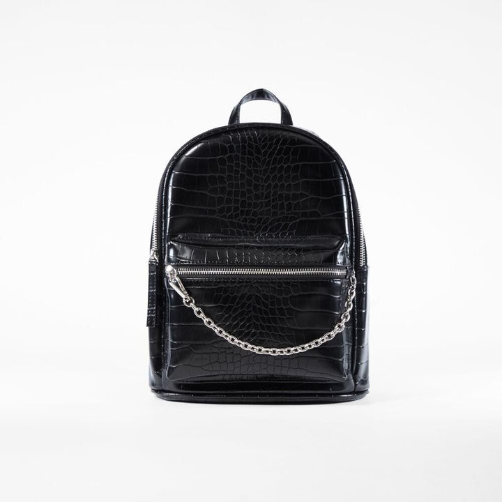 Bershka- Mock croc backpack - Black