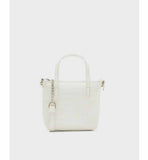 Ginger- Mini Tote Bag In Mock Croc- White by Bagallery Deals priced at #price# | Bagallery Deals