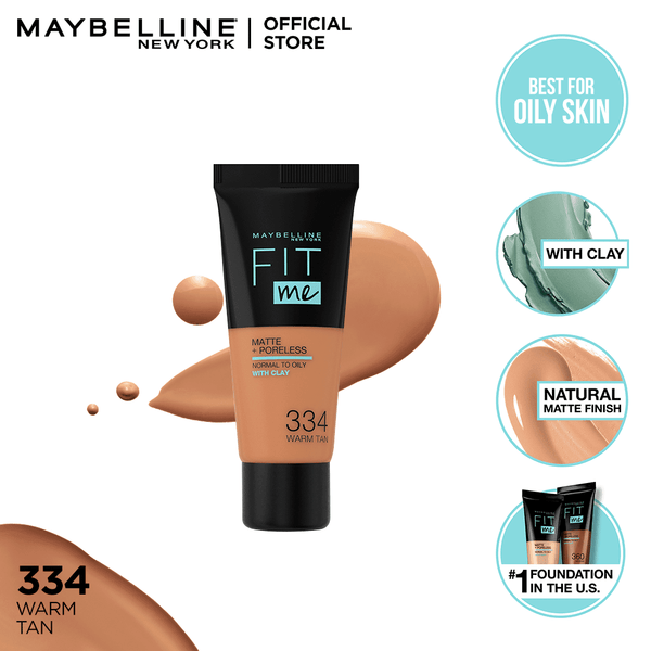 Maybelline New York Fit Me Liquid Foundation Matte Poreless 334 Warm Tan