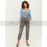 Montivo- TW Grey Cargo Jeans