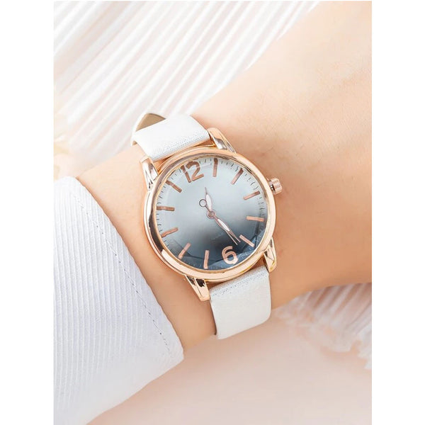 Shein- Ombre Dial Round Pointer Quartz Watch