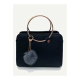 Shein- Black The velvet ball pouch is a privacy ring handle bag