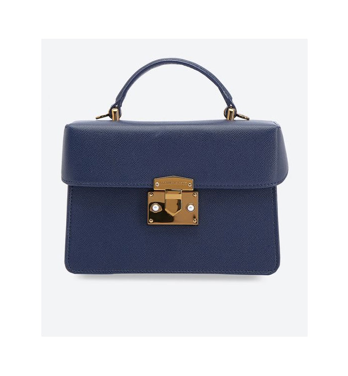 Charles & Keith- Classic Push Lock Top Handle Bag - Blue