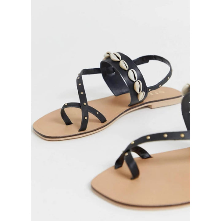 Asos Design- Office Shell Studded Toe Loop Sandals