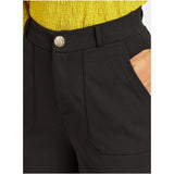 Max Fashion- Black Wide Fit Solid Mid-Rise Pants with Pocket Detail and Belt Loops