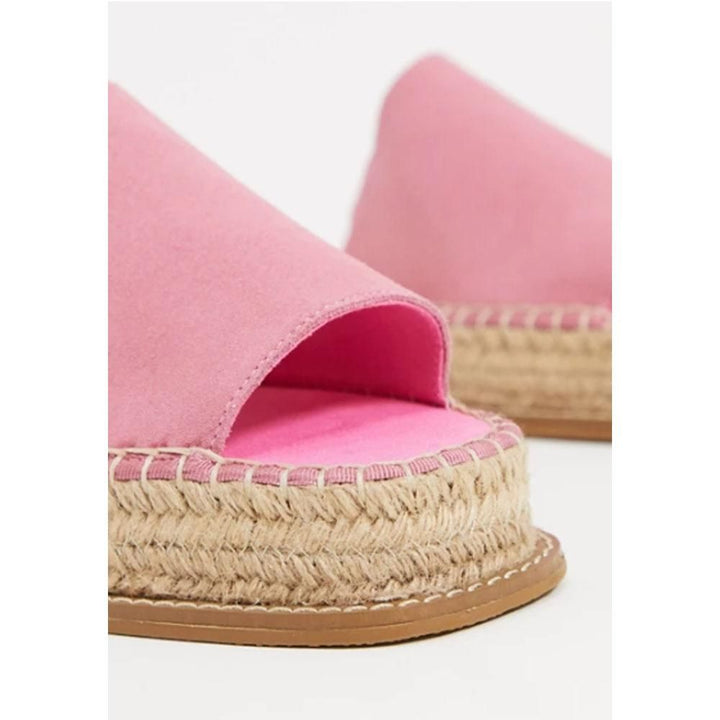 Asos Design- Asos Design Hannah Suede Flatform Espadrilles In Pink