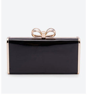 Call It Spring- Black Afirella Lock Closure Chain Details Clutch