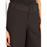 Max Fashion- Black Solid Mid-Rise Culottes with Belt
