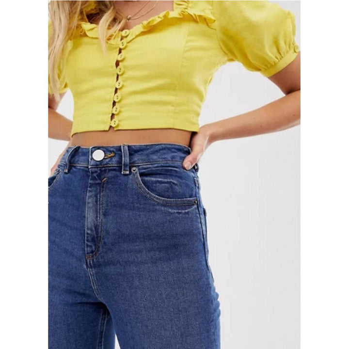 Asos Design- Recycled High Rise Farleigh Slim Mom Jeans in Dark Wash