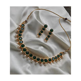 House Of Jewels- Elegant Green Crystal Set  (Necklace and Earrings)