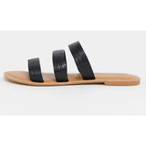 Asos Design- Asos Design Farren Leather Flat Sandals In Black Croc