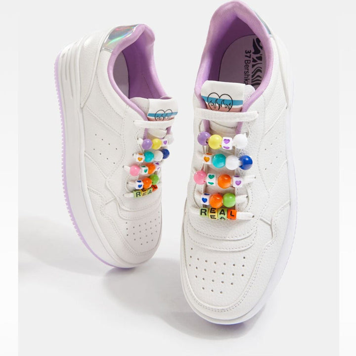 Bershka-Trainers with decorative iridescent heel detail.