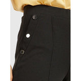 Max Fashion- Black Solid Palazzos with Button Detail and Pockets