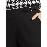 Max Fashion- Black Knit Cropped Pants with Pockets and Elasticised Waistband