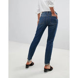 Asos Design- Kimmi Shrunken Boyfriend Jeans In Misty Aged Vintage Wash With Busts And Rips
