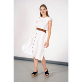 Montivo White Belted Frill Dress
