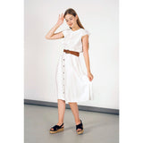 Montivo White Belted Frill Dress