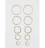 H&M- Women 5 Pairs Hoop Earrings- Gold-Coloured