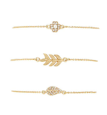 Forever 21- Gold Leaf Charm Bracelet Set
