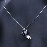 Mumuso- Crystal From Svaroski Black Frog Necklace- Silver