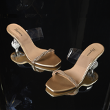 Elegancia - Women Transparent Heels Spark Gold