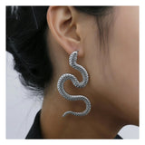 Dama Rusa- Silver Dangle Snake Stud Earrings for Women- TM-E-42-Sr