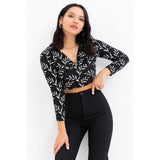 Montivo Floral Double Breasted Crop Blouse