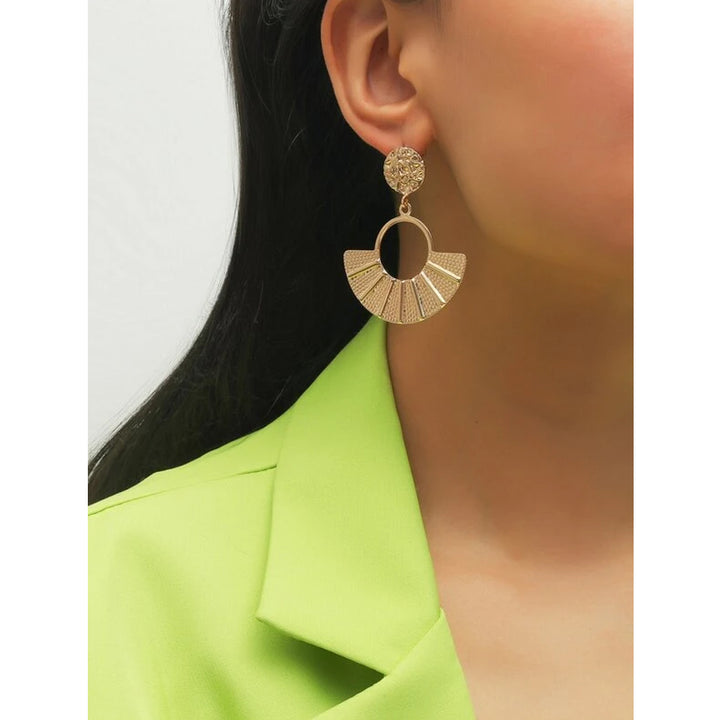 Shein- Round Decor Drop Earrings- Gold