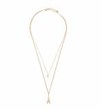 Forever 21- Gold Layered Rhinestone & Eiffel Tower Pendant Necklace