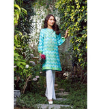 Oaks- Sky Blue Lawn Printed Kurti With Embroidered
