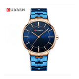 Curren- Men's Ultra-thin Steel Quartz Luxury Watch- 8321- Blue Rose