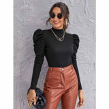 Shein - Mock-Neck Gigot Sleeve Top