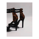 Shein- Leopard Graphic Buckle Decor Ankle Strap Sandals