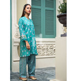 Nishat Linen- PE19-74 Sea Green Printed Embroidered Stitched Lawn Shirt & Digital Printed Cambric Shalwar - 2PC