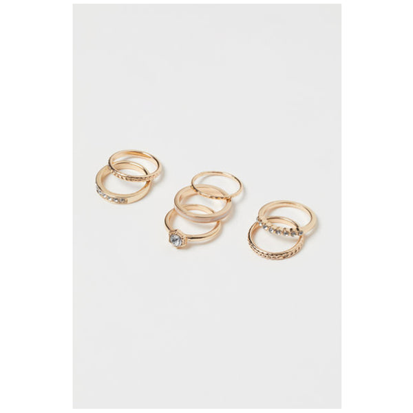 H&M- 7-pack rings- Gold-coloured