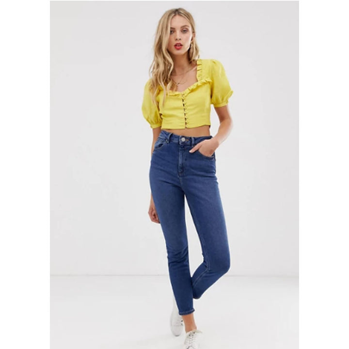 Asos Design- Recycled High Rise Farleigh Slim Mom Jeans in Dark Wash