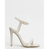 Missguided- Barely There Heeled Sandals In Beige