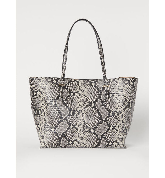 H&M- Cream/Snakeskin-patterned Shopper by Bagallery Deals priced at #price# | Bagallery Deals