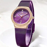 Naviforce - NF5005 Date Function Mesh Analog Ladies Watch - Purple