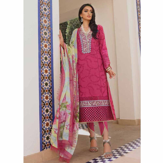 Hemline By Mushq- Embroidered Lawn Suits Unstitched 3 Piece MQ22SS HM22-07B- Rasberry Sorbet