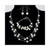 Jolly Chic- 4 Pieces Womens Pearl Multilayer Necklace Earrings Bracelet Set