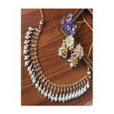 House Of Jewels- Gold  Pearly Set  (Necklace and Jhumkas)