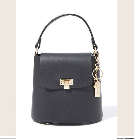 Flora Bella-  Push Lock Closure Shoulder Bag Black