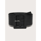 Shein - Crocodile Embossed Buckle Belt With Hole Punch