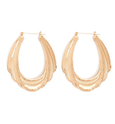 Forever 21- Gold Ribbed Doorknocker Earrings