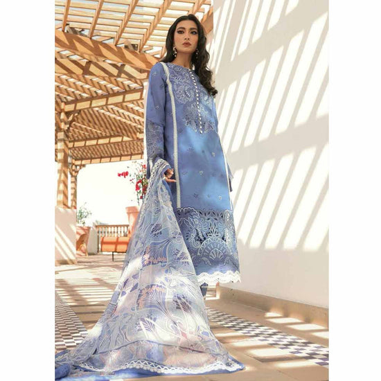 Hemline By Mushq- Embroidered Lawn Suits Unstitched 3 Piece MQ22SS HM22-05A- Blue Shadow