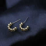 Mumuso- Brighton Double-Line Metallic Earrings -Gold