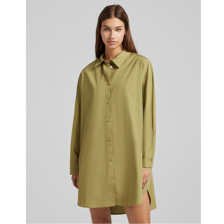 Bershka- Long-Sleeved OverSized Poplin Shirt